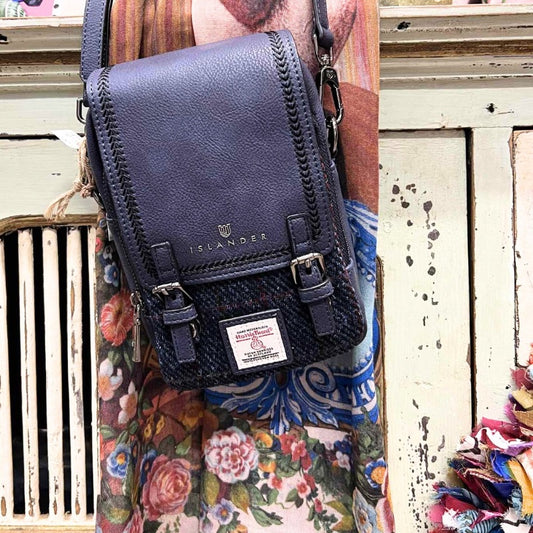 Islander UK Navy Check Tartan Crossbody Bag