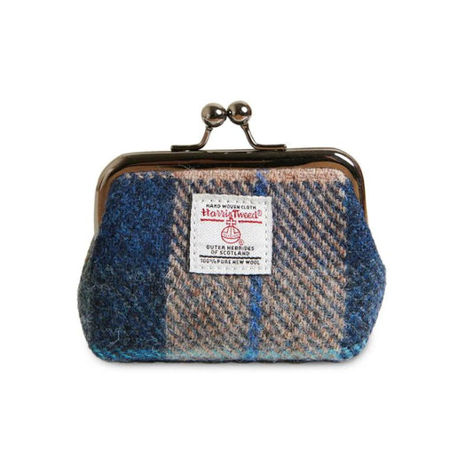 Coin Purse in Navy-Beige Tartan