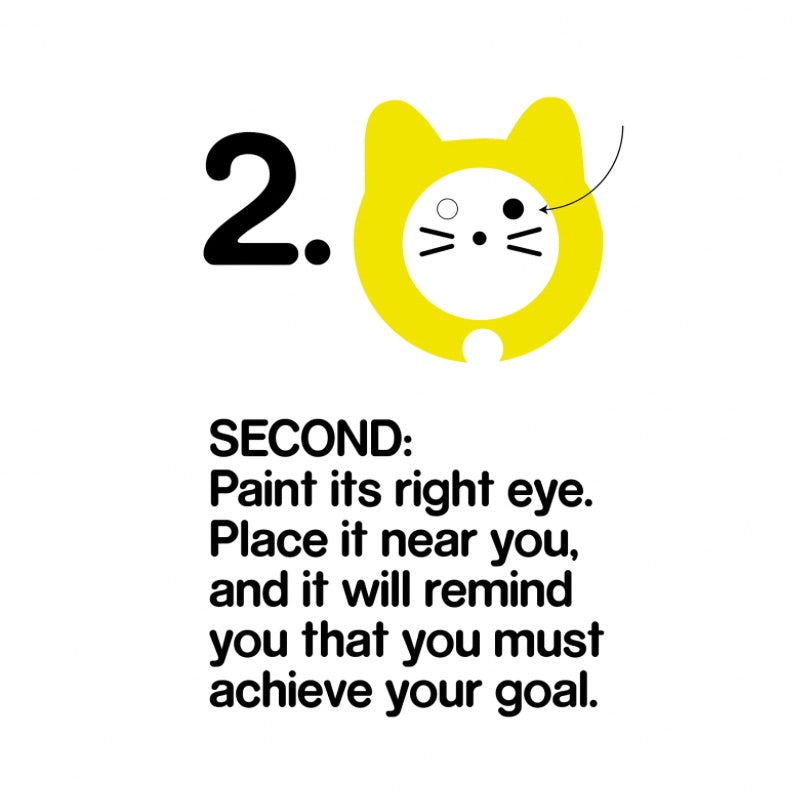 Daruma-Neko in Yellow - Achieve Your Goal - Good Money