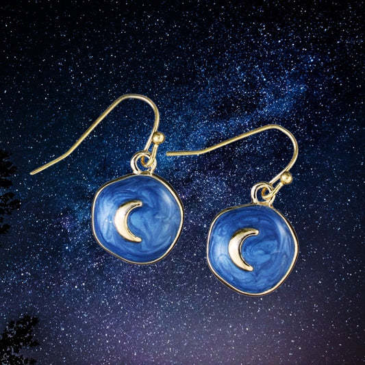 Celestial Blue Moon Vintage Vibe Earrings