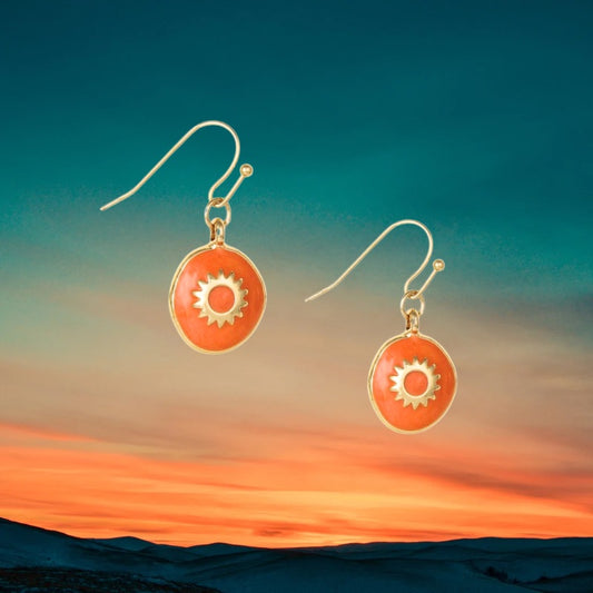 Celestial Orange Sun Vintage Vibe Earrings