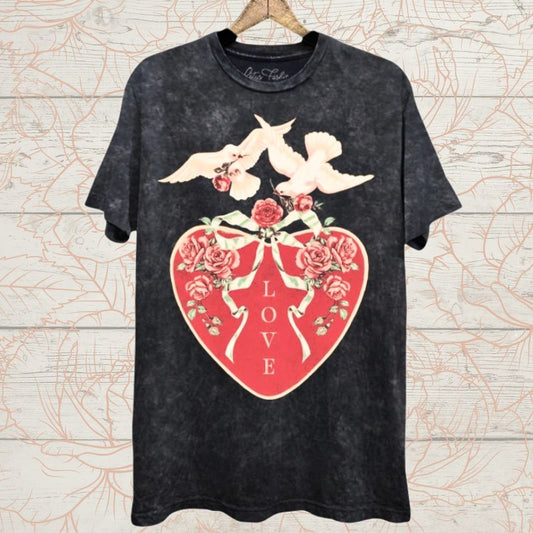 Lovey-Dovey Boyfriend Tee in Vintage Black Mineral Wash