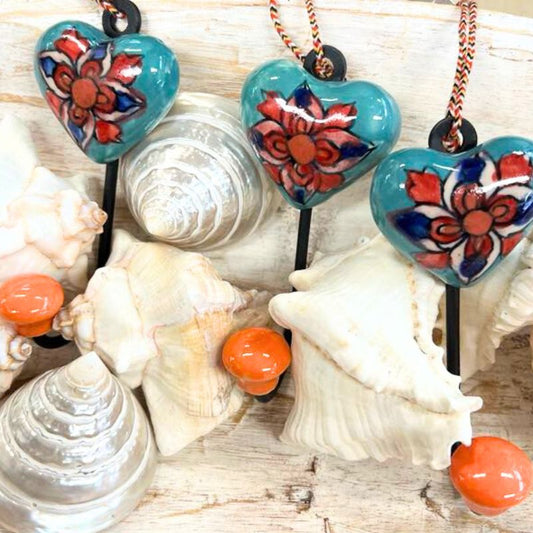 Jaipur Pottery Heart Shape Hook - Orange