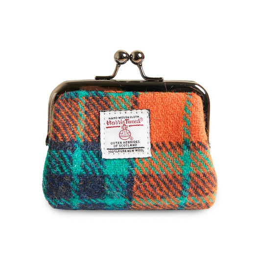 Coin Purse - Orange and Blue Tartan