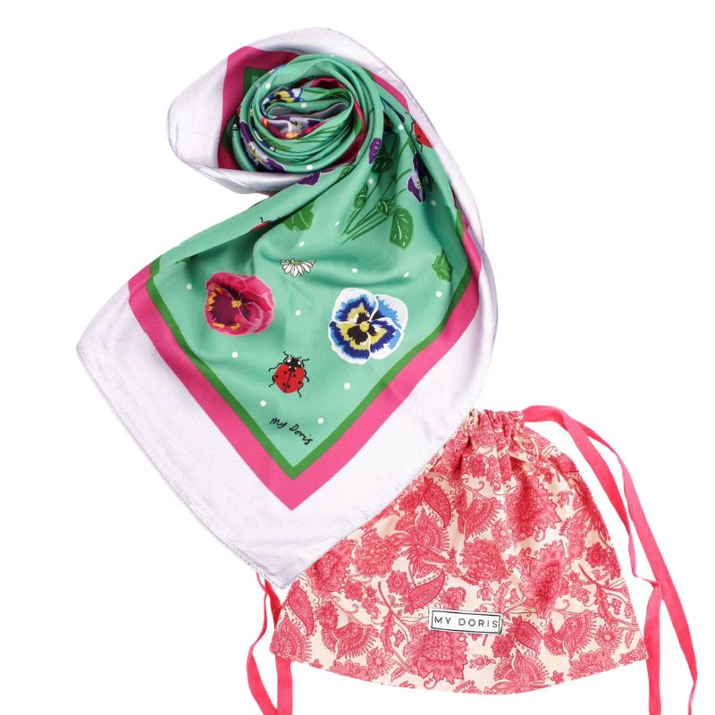 My Doris Pansy Satin Scarf
