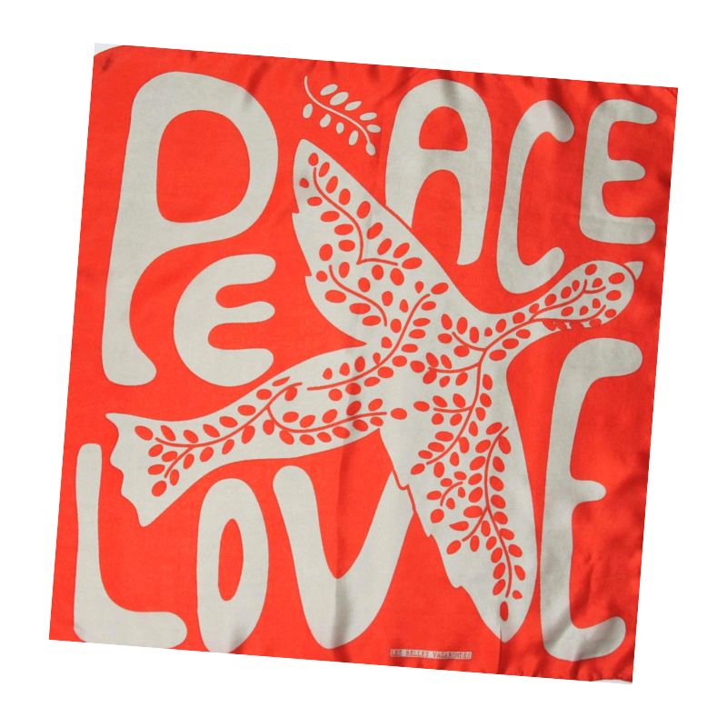 Peace & Love Silk Scarf in Vibrant Orange with Gift Box