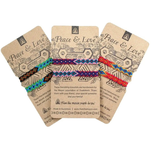 Peace & Love Cotton Bracelets on Card (Set of 2)
