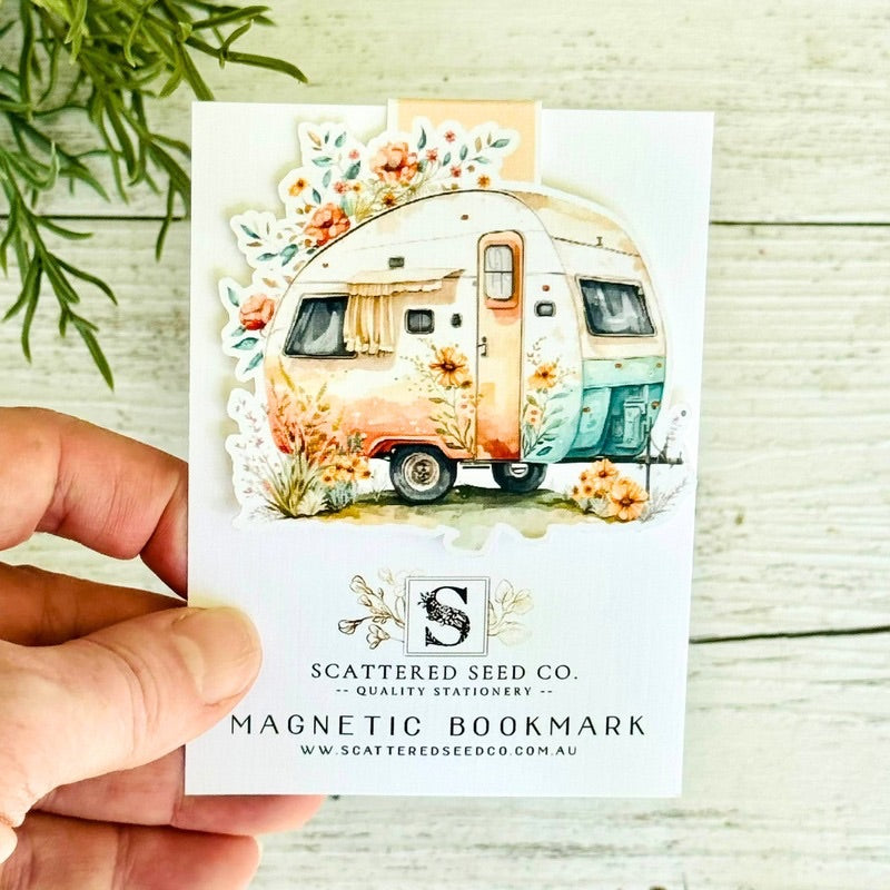 Floral Vintage Caravan Magnetic Bookmarks - 4 Designs