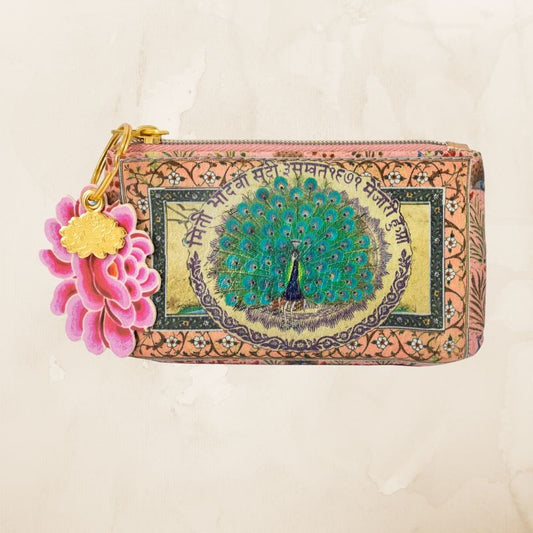 Starlet Peacock Coin Purse with Gold Charm/Key Ring
