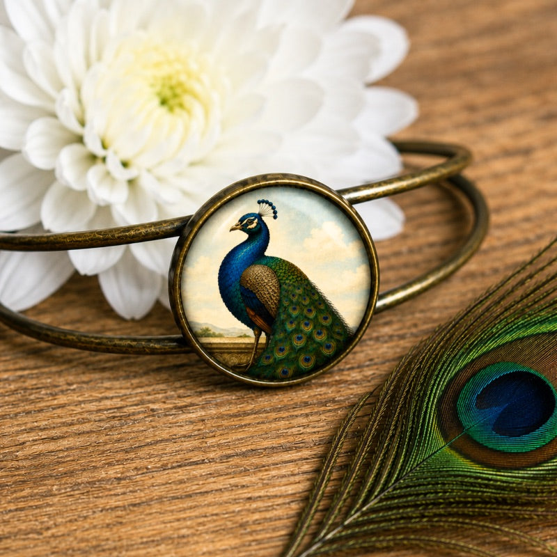 Regal Peacock Cuff Bracelet