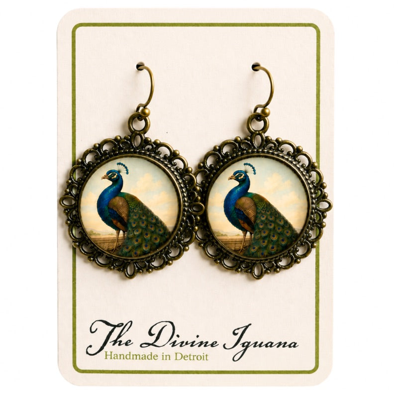 Regal Peacock Filigree Earrings