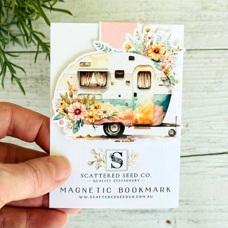 Floral Vintage Caravan Magnetic Bookmarks - 4 Designs