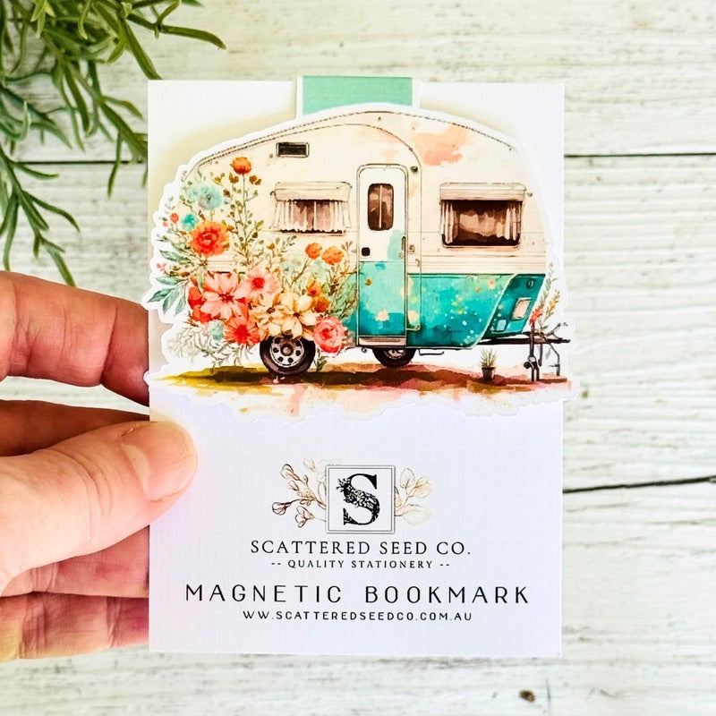 Floral Vintage Caravan Magnetic Bookmarks - 4 Designs