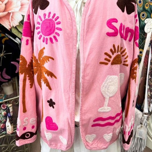 Cin Cin Embroidered Jacket - Limited Edition Pink