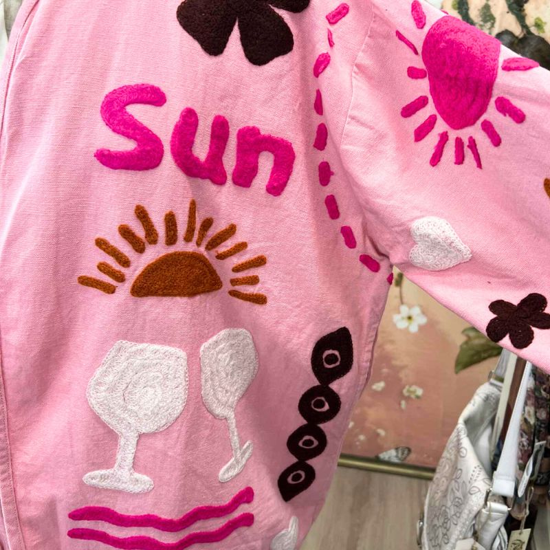 Cin Cin Embroidered Jacket - Limited Edition Pink