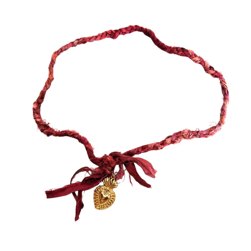Recycled Silk Sari Necklace - Assorted Colours