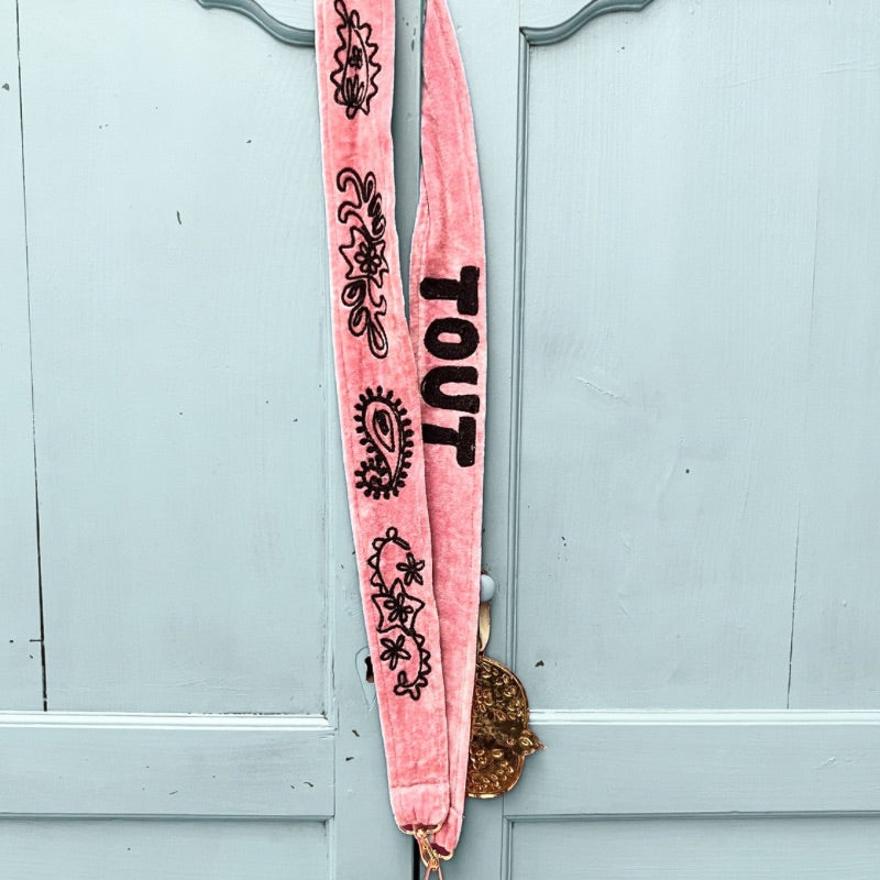 Velvet Pale Pink Bag Strap by Tout Vintage