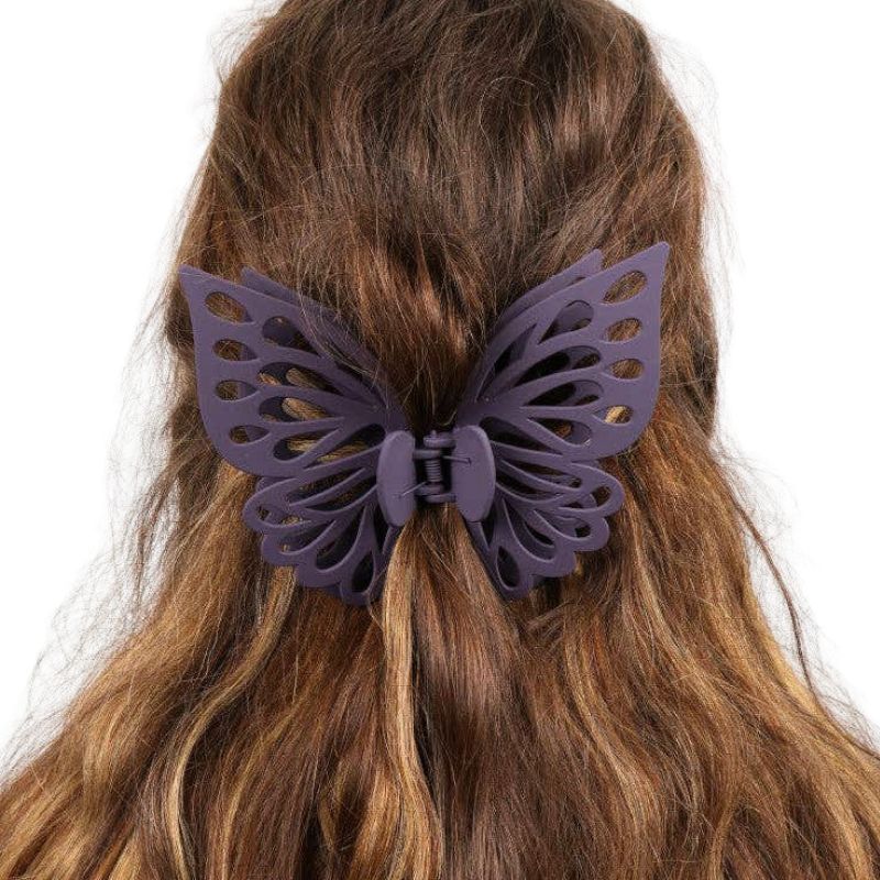 Claw Clip - Jumbo Double Butterfly - Plum