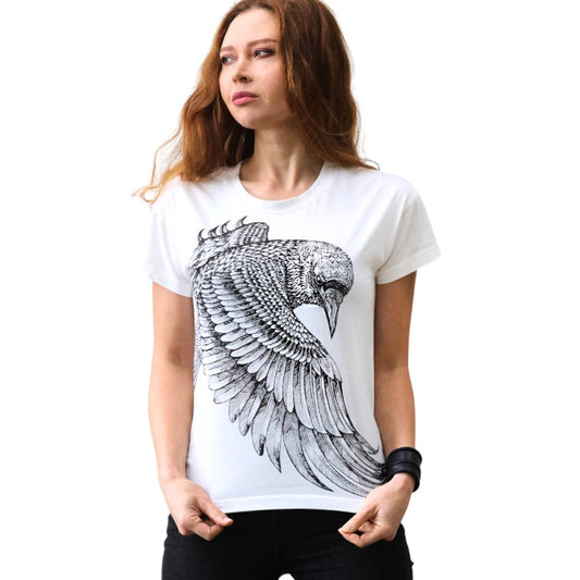 Shovava - Raven Spirit White Organic Cotton Tee
