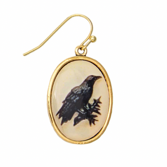 Raven Vintage Style Gold Earrings