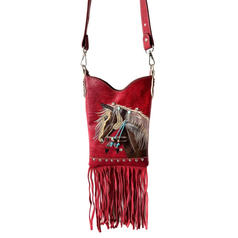 Western Embroidered Horse Crossbody Bag