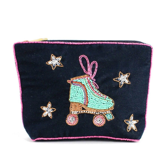 Disco Dreams Roller Skate & Stars Small Cosmetic Bag
