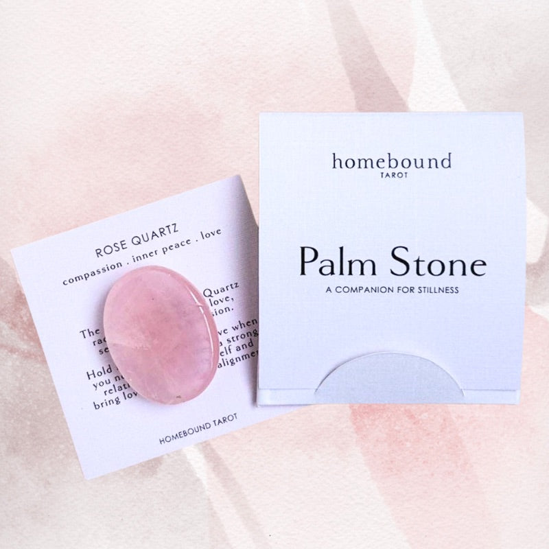 Rose Quartz Palm Stone with Carry Pouch