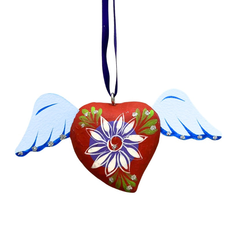 Authentic Mexican Winged Heart Hanging Ornaments