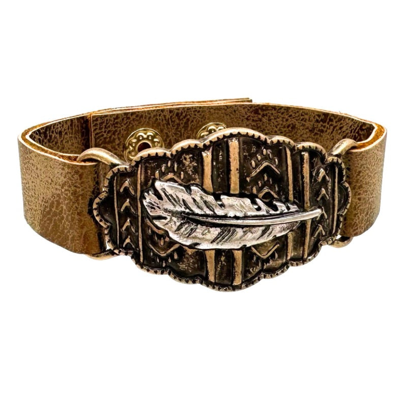 Native Feather Leather Bracelet