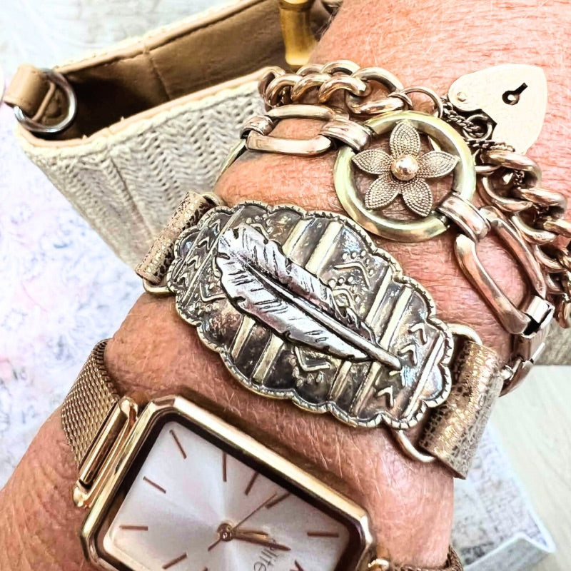 Native Feather Leather Bracelet