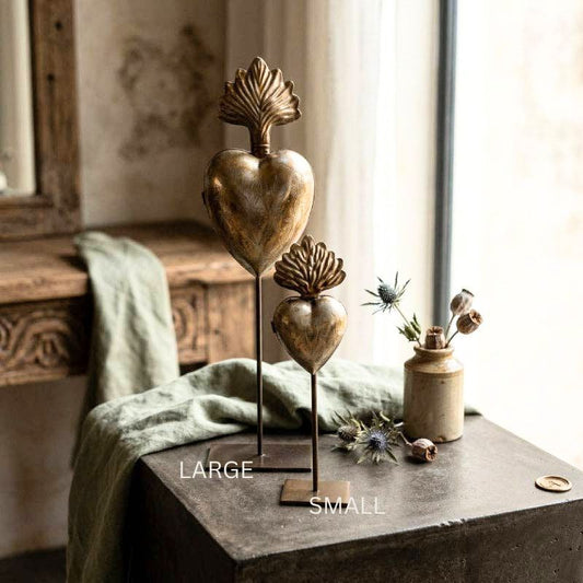Large Rustic Sacred Heart Locket Box on Stand