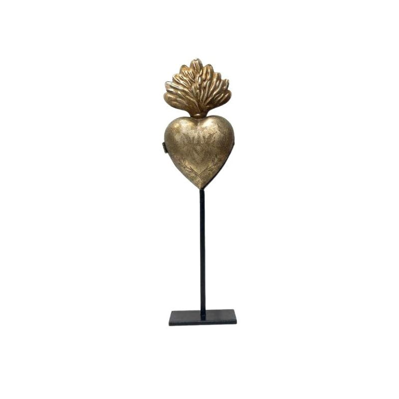 Small Rustic Sacred Heart Locket Box on Stand