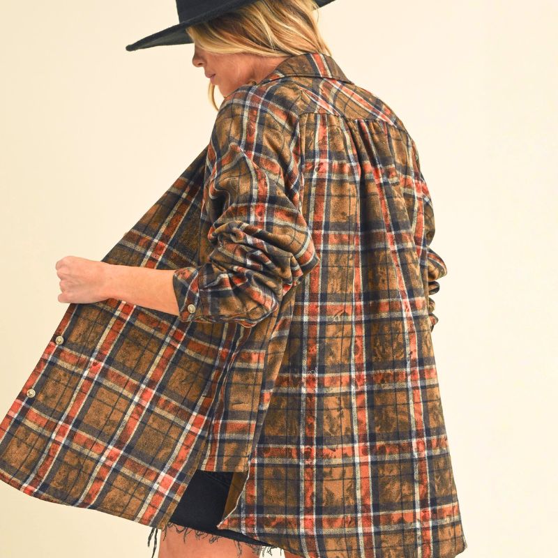 Sahara Plaid Washed Flannel Shirt in Desert Camel