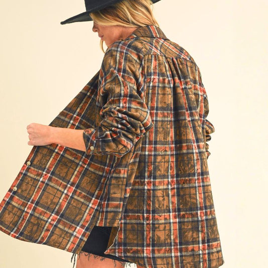 Sahara Plaid Washed Flannel Shirt in Desert Camel