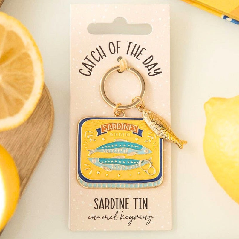 Catch of the Day Sardine Tin Enamel Keyring