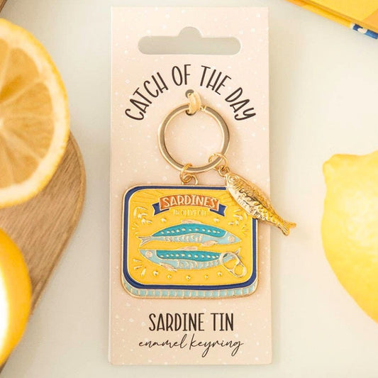 Catch of the Day Sardine Tin Enamel Keyring