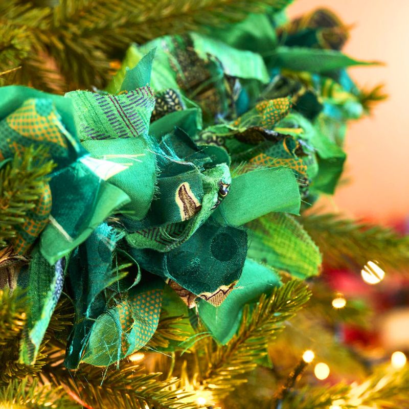 Recycled Silk Sari Garland - Green Tones