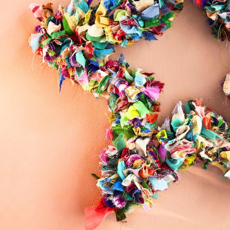 Recycled Sari Wreath Multicolour Star