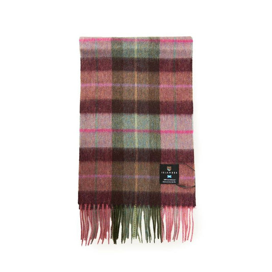 Islander Pink-Green Tartan Lambswool Scarf