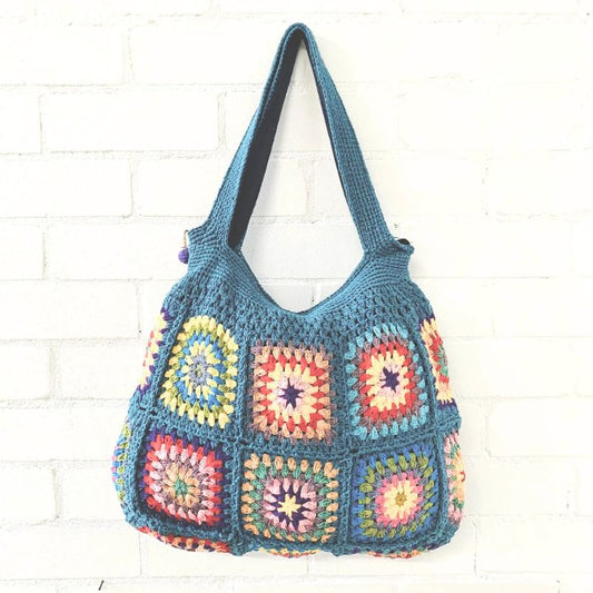 Hand Crochet Azure Blue Shoulder Bag