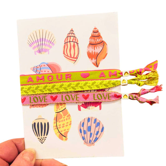 Seaside Love - Greeting Card with 3 Ribbon Bracelets