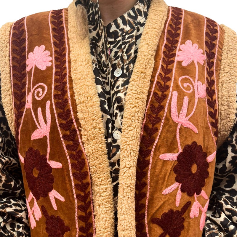 Velvet Waistcoat Teddy Pink