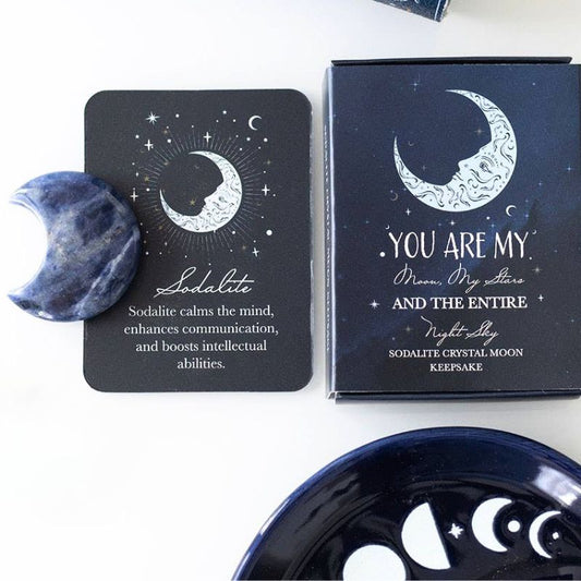 Sodalite Crystal Moon Keepsake in a Beautiful Matching Gift Box