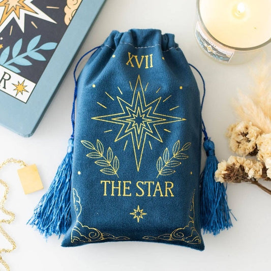 The Star Vintage Tarot Velvet Drawstring Bag