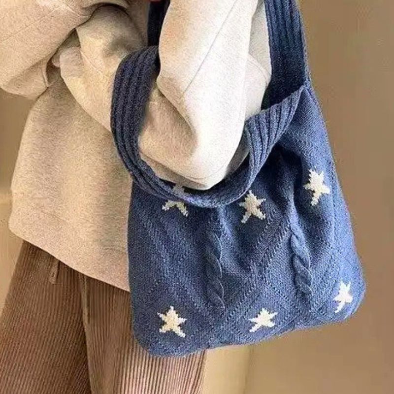 Starry Knit Tote Bag