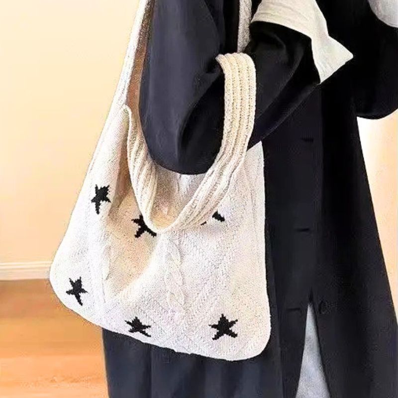 Starry Knit Tote Bag
