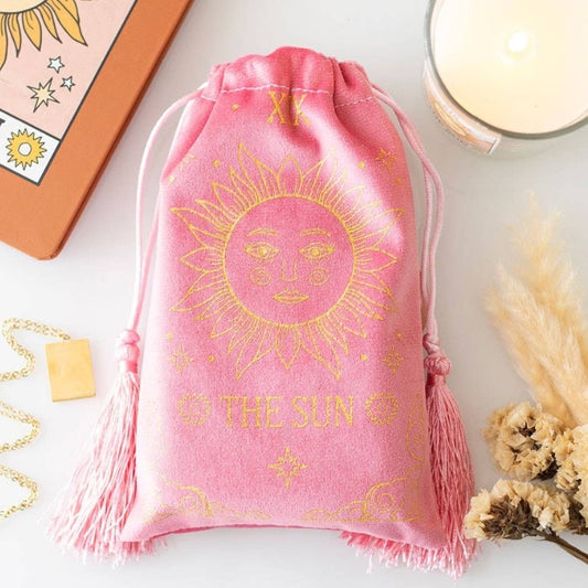 The Sun Vintage Tarot Velvet Drawstring Bag