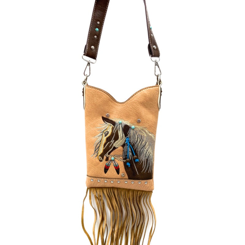 Western Embroidered Horse Crossbody Bag