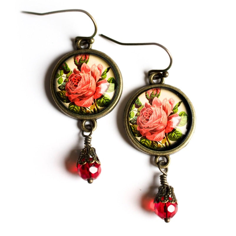 Victorian Tea Rose Earrings