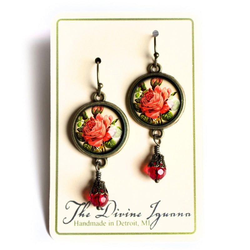 Victorian Tea Rose Earrings